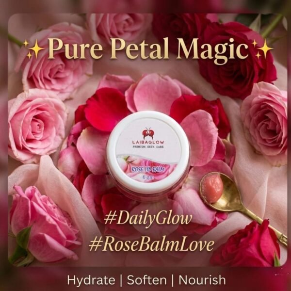 Best Rose Lip Balm with natural moisturizing ingredients for soft, smooth, hydrated, and healthy pink lips.